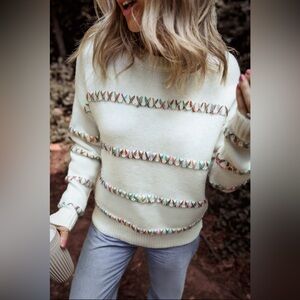 Mimi colorful stitch drop shoulder sweater